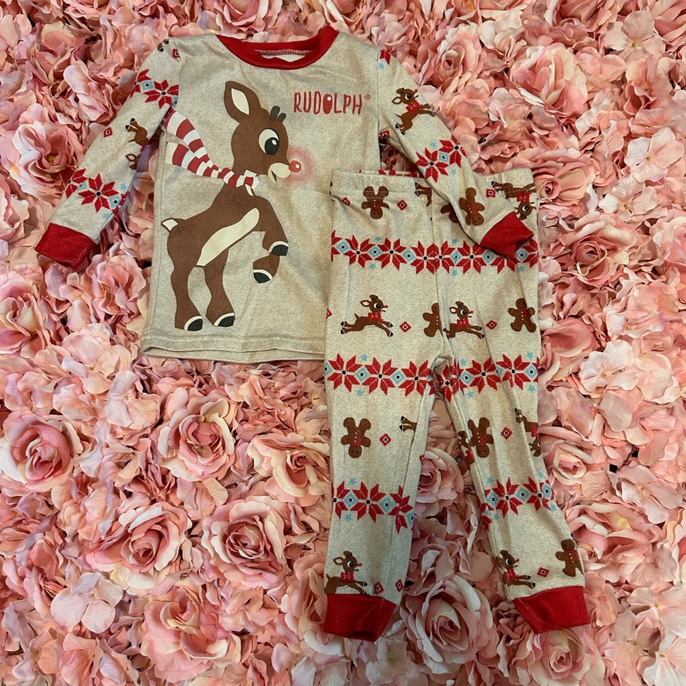 Rudolph Kids Pajamas - Red and Brown
